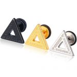 Bông Tai Nam Hình Tam Giác Titan Ko Đen TT 2574 - 1 Cặp