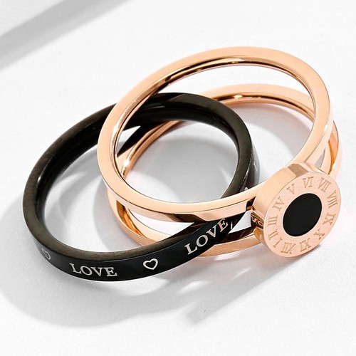 Bộ 2 Nhẫn Lồng Nhau Titan Ko Đen TT 2703