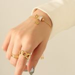 Lắc Tay Dây Rút Mặt Charm Đá Zircon Titan Ko Đen TT 4241