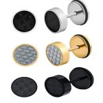 Bông Tai Nam Hình Tròn Đen Titan Ko Đen TT4708