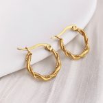 Bông Tai Nữ Khoen Tròn Xoắn Titan Ko Đen TT4738