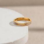 Nhẫn Nữ Xà Cừ Đá Trắng Titan Ko Đen TT 4763