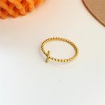 Nhẫn Nữ Chữ Thập Đính Hạt Nhỏ Titan Ko Đen TT4779