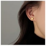 Bông Tai Nữ Tròn Đuôi Vặn Titan Ko Đen TT4787