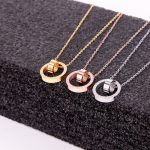 Dây Chuyền Titan Ko Đen Hình Vòng Tròn Đính Đá TT 2798