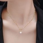 Dây Chuyền Dây Xoắn Mặt Ngọc Trai Titan Ko Đen TT 2893