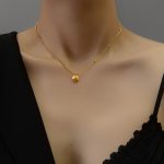 Dây Chuyền Nữ Mặt Tròn Lucky Titan Ko Đen TT 3024