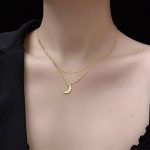 Dây Chuyền 2 Tầng Mặt Trăng Titan Ko Đen TT 3053