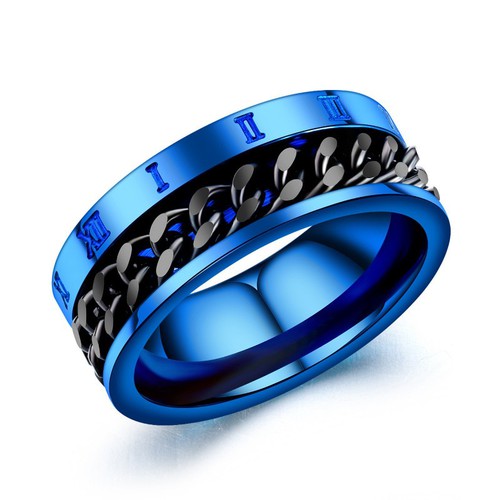 Nhẫn Nam Dây Xích Khắc Số La Mã Titan Ko Đen TT 3041