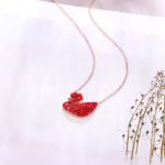 Dây Chuyền Thiên Nga Đá Đỏ Titan Ko Đen TT 3162