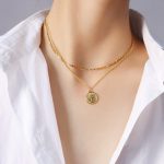 Dây Chuyền 2 Tầng Mặt Nữ Hoàng Titan Ko Đen TT 3338