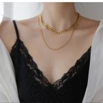 Dây Chuyền Dây Xích 2 Tầng Titan Ko Đen TT 3272