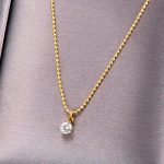 Dây Chuyền Nữ Dây Bi 1 Viên Đá Nhỏ Xinh Titan Ko Đen TT 3406