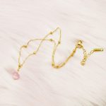 Dây Chuyền Mặt Trái Châu Pha Lê Hồng Titan Ko Đen TT 3495