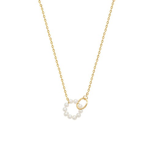 Dây Chuyền Khoen Tròn Ngọc Trai Titan Ko Đen TT 3453