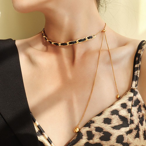 Dây Chuyền Choker Dây Rút Thép Titan Ko Rỉ TT 3606