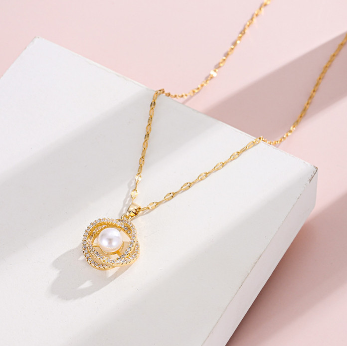 Dây Chuyền Nữ Mặt Ngọc Trai Titan Ko Han Rỉ TT 3727