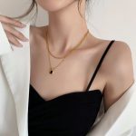 Dây Chuyền 2 Tầng Đá Đen Titan Ko Đen TT 3918
