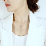 Dây Chuyền Nơ Ngọc Trai Kiểu Chữ Y Titan Ko Han Rỉ TT 3921