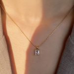 Dây Chuyền Titan Ko Han Rỉ Đá Zircon Hình Chữ Nhật TT 4042