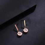 Bông Tai Hình Tròn Đính Đá Titan Ko Đen TT 4259