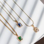 Dây Chuyền Mặt Đá Vuông Xanh Lá Titan Ko Đen TT 4235