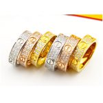 Nhẫn Nam Nữ Unisex Cartier Full 2-3 Hàng Đá Titan Ko Đen TT 4433