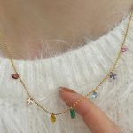 Dây Chuyền Nữ Đá Cầu Vồng Titan Không Han Rỉ TT4580