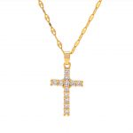 Dây Chuyền Nữ Thánh Giá Đính Đá Titan Ko Đen TT4624