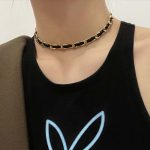 Dây Chuyền Choker Bằng Da Và Titan Ko Đen TT4625
