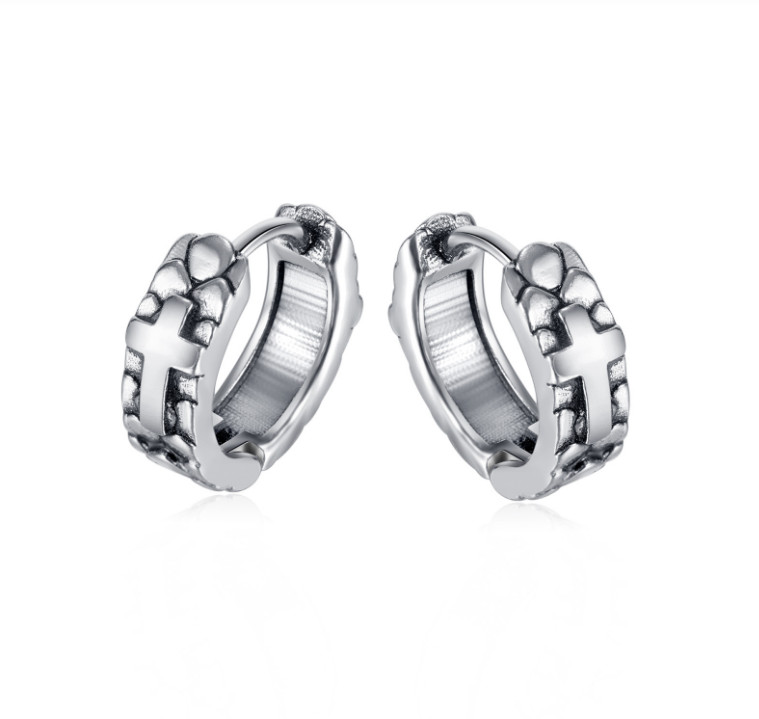 Bông Tai Nam Nữ Unisex Khoen Tròn Titan Ko Đen TT4649