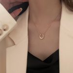 Dây Chuyền Chữ U Đơn Giản Cá Tính Dây Mì Titan Ko Đen TT4889