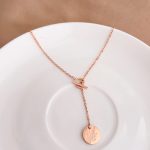 Dây Chuyền Titan Nữ Dáng Chữ Y Màu Vàng Hồng Không Đen TT5325