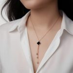 Dây Chuyền Titan Nữ Cỏ 4 Lá Dáng Chữ Y Màu Vàng Hồng Không Đen TT5333